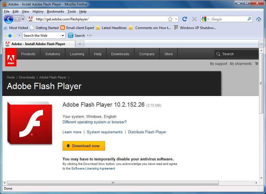 Причины неработоспособности flash player в internet explorer