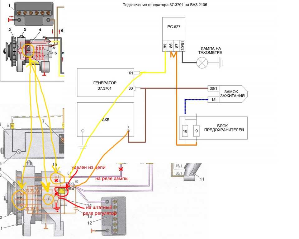 Схема подключения генератора в автомобилях ваз | 2 схемы