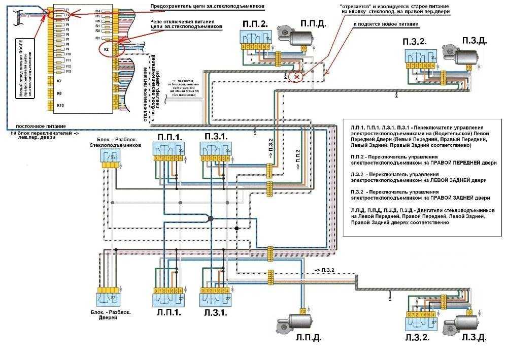 Схема проводки стеклоподъемников калина 1